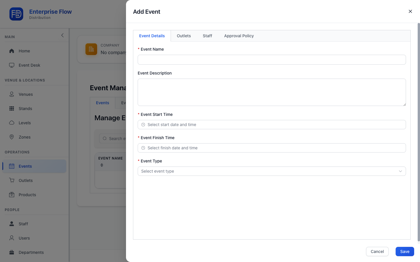 Create event form