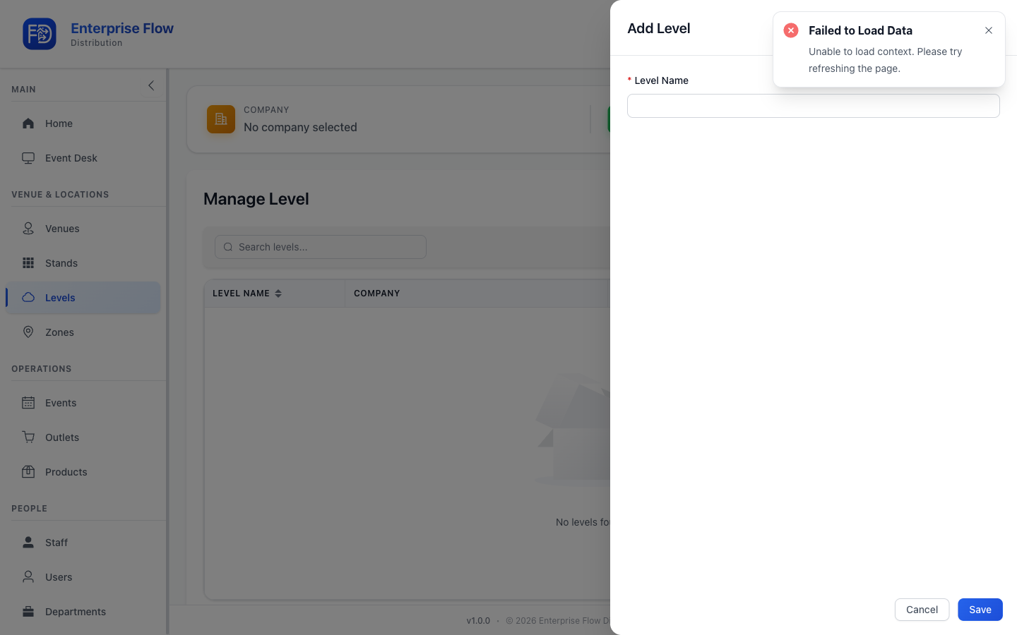 Create level form