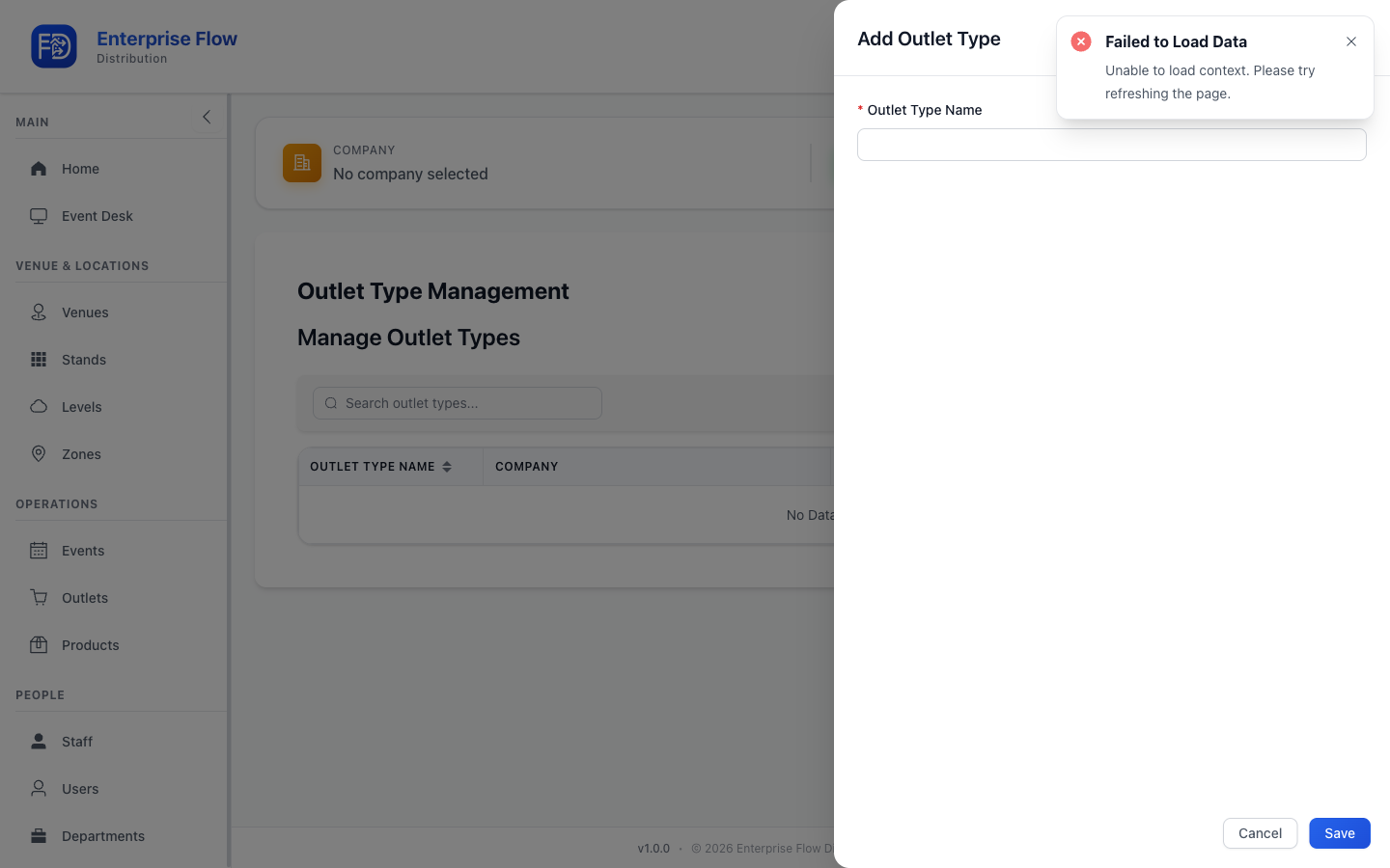 Create outlet type form