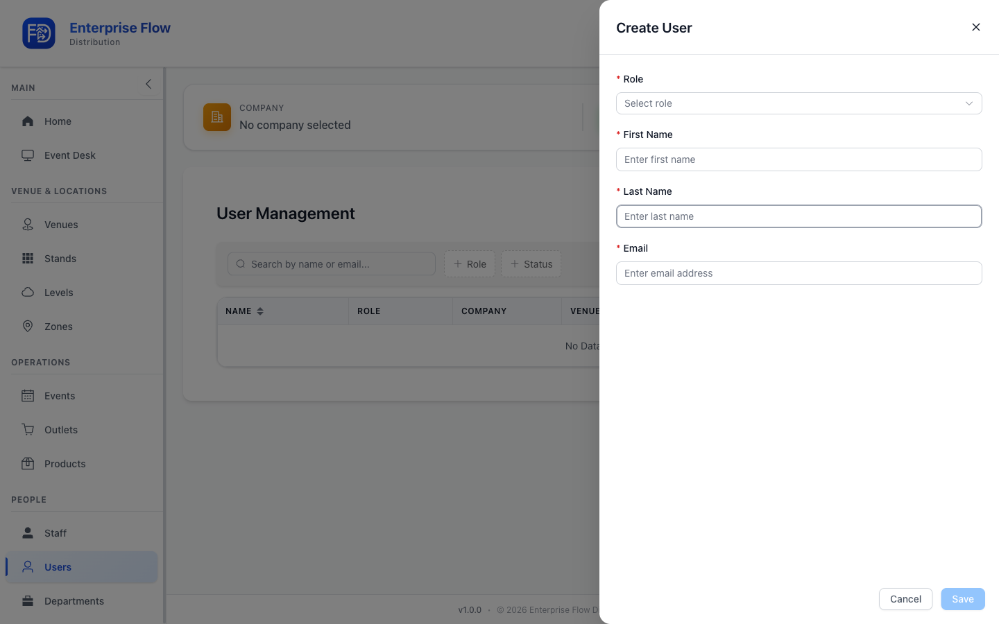 Create user form