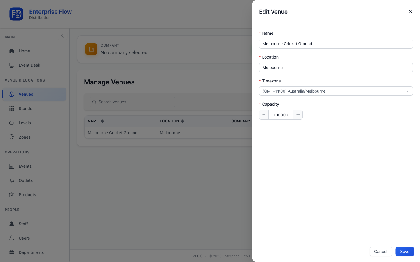 Edit venue form