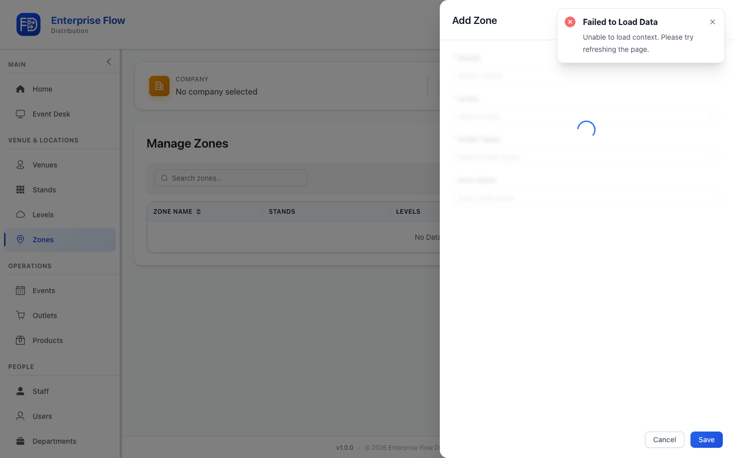 Create zone form